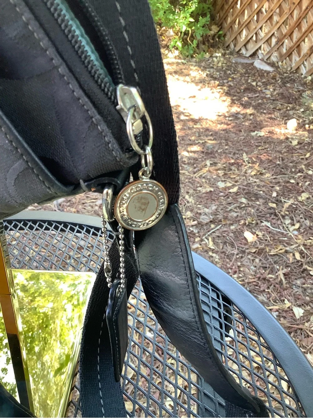 Coach Black Signature Messenger with Metallic Accent